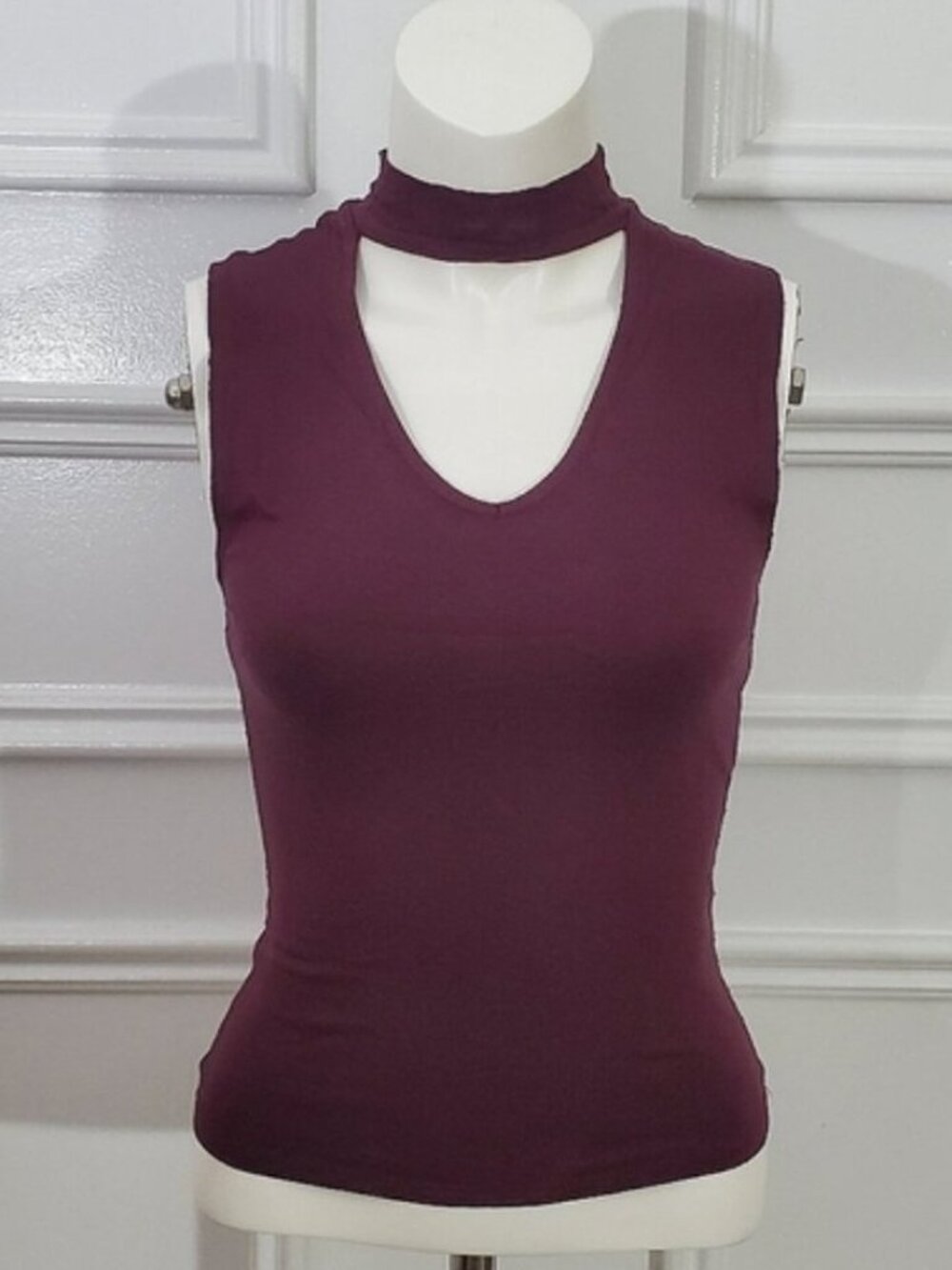 Garage Ring Neck Burgundy Sleeveless top